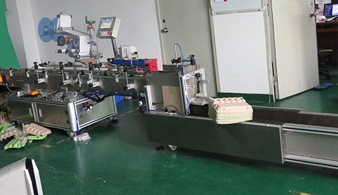 automatic plastic egg container self-adhesive labeling machine